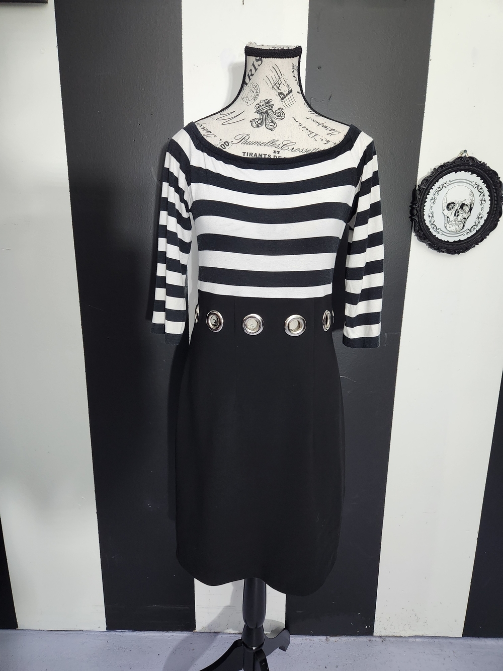 Striped Grommet Waist Dress